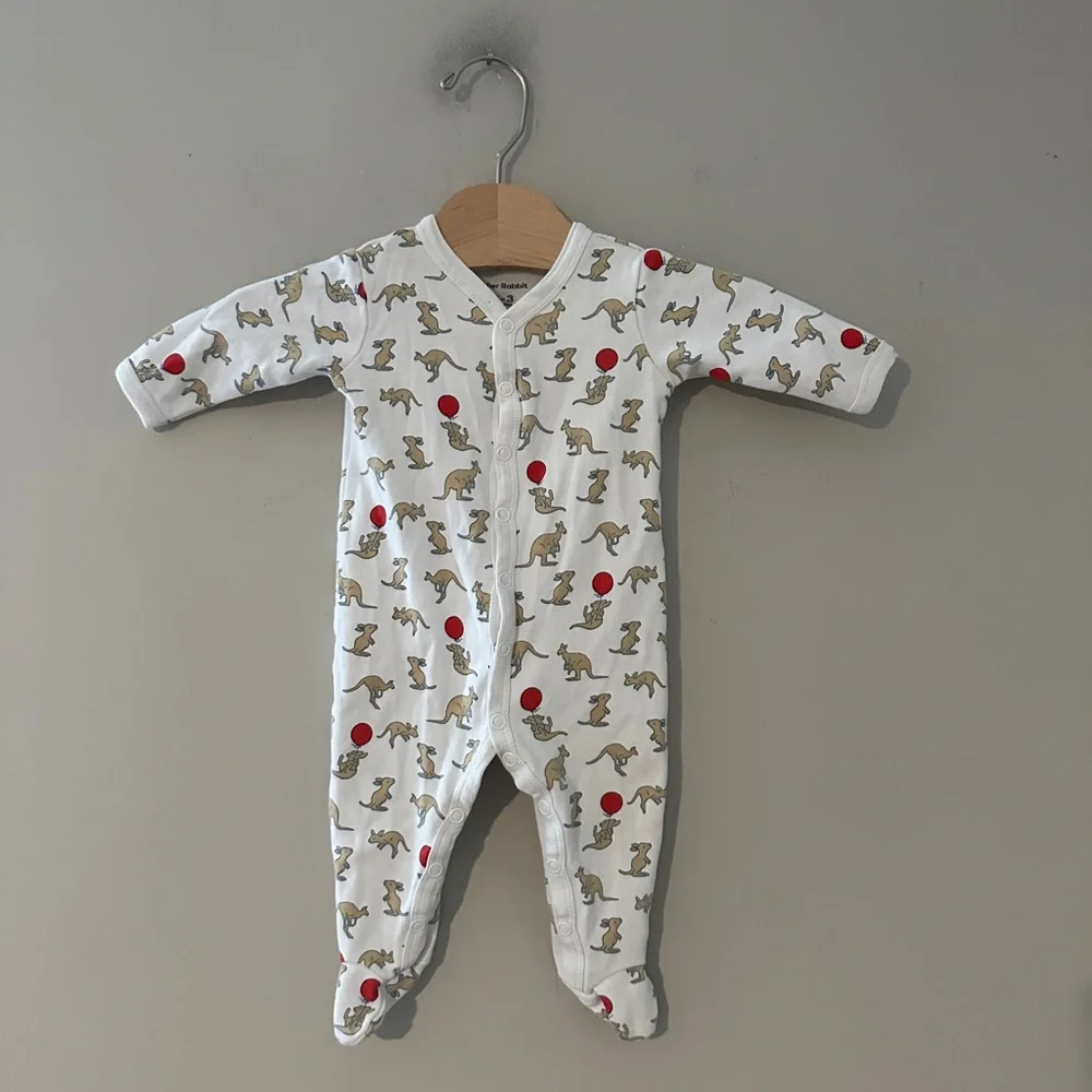 $18 ADD‎ ON roller rabbit kangaroo footie 0-3M Zara Hanna Andersson Baby Gap